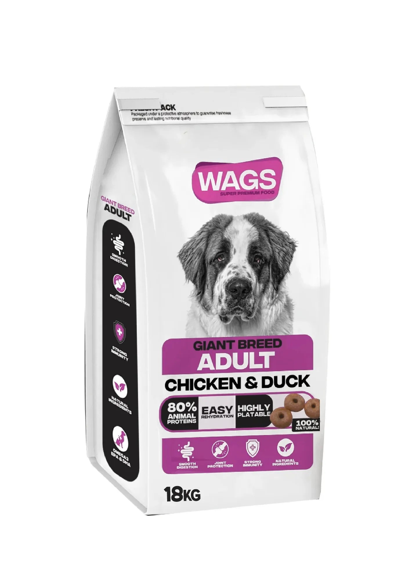 WAGS Dry food For Adult Giant dog with chicken and duck 18 kg