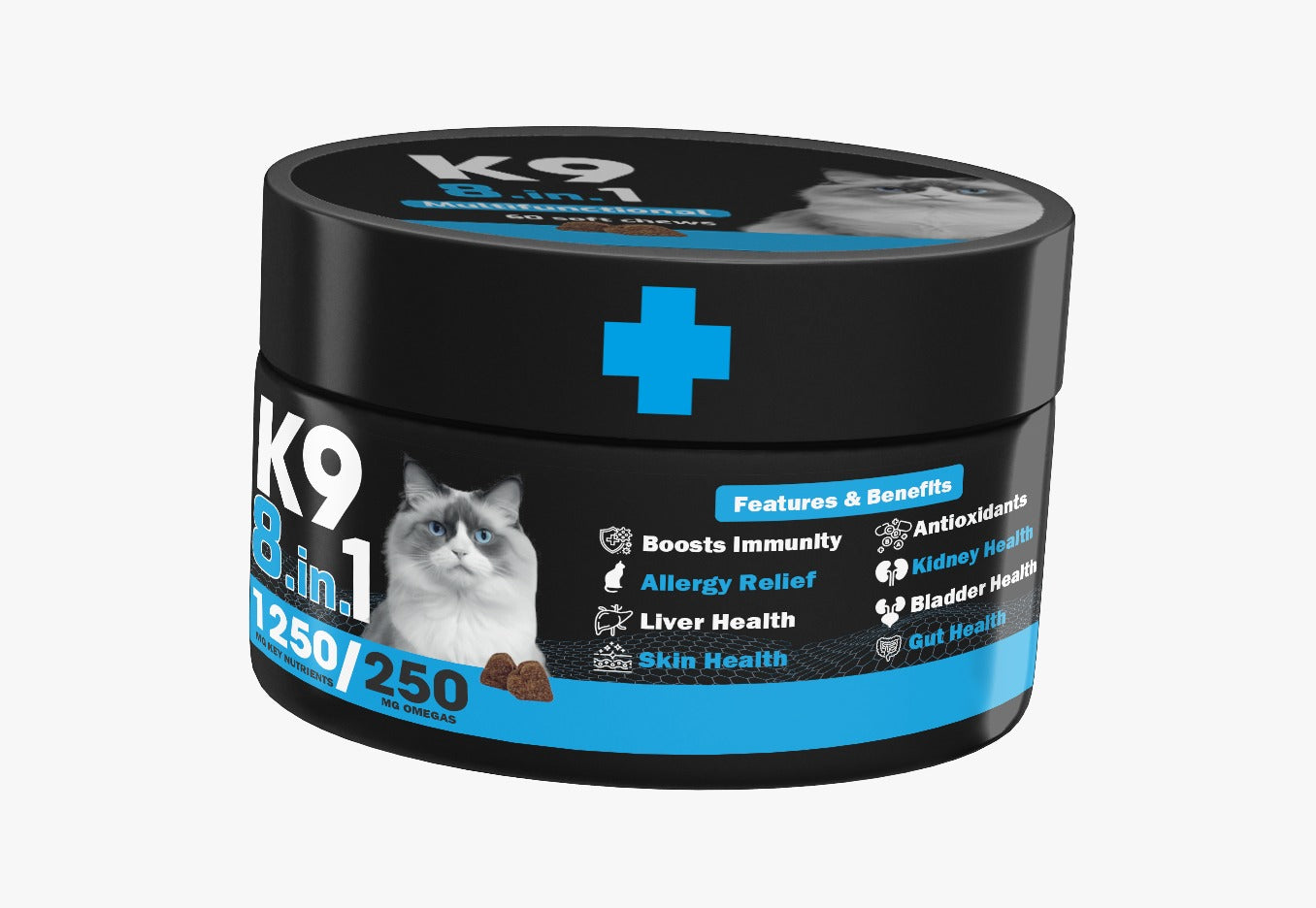 K9 - مكمل غذائي للقطط ( 8 في 1 ) 60 قطعة