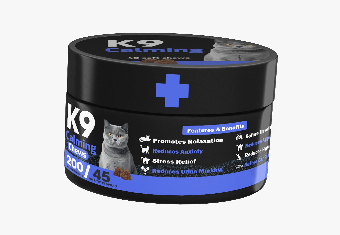 K9 - مكمل غذائي للقطط (مهدئ) 40 قطعة