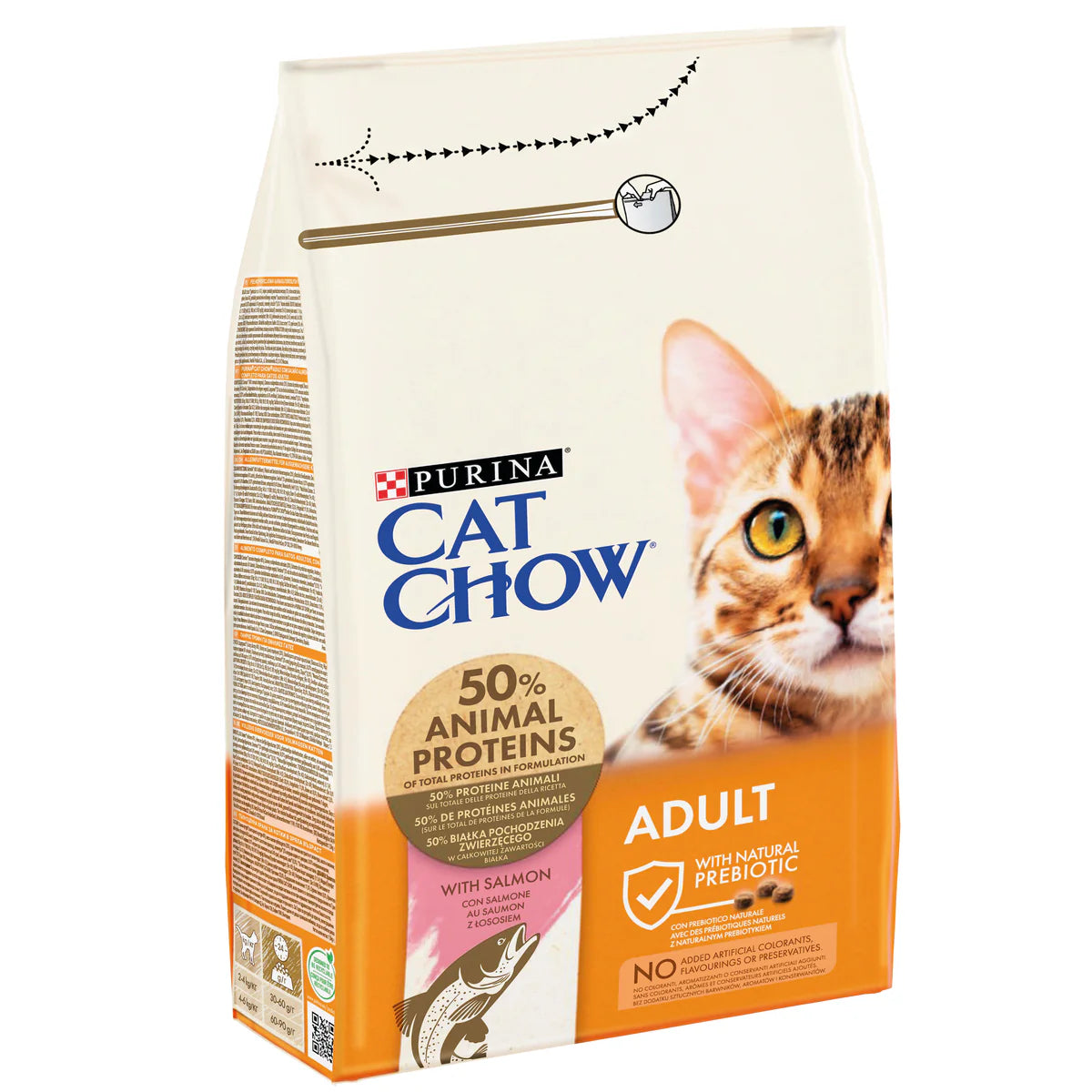 طعام جاف للقطط البالغة من Cat Chow بنكهة السلمون 1.5 كجم