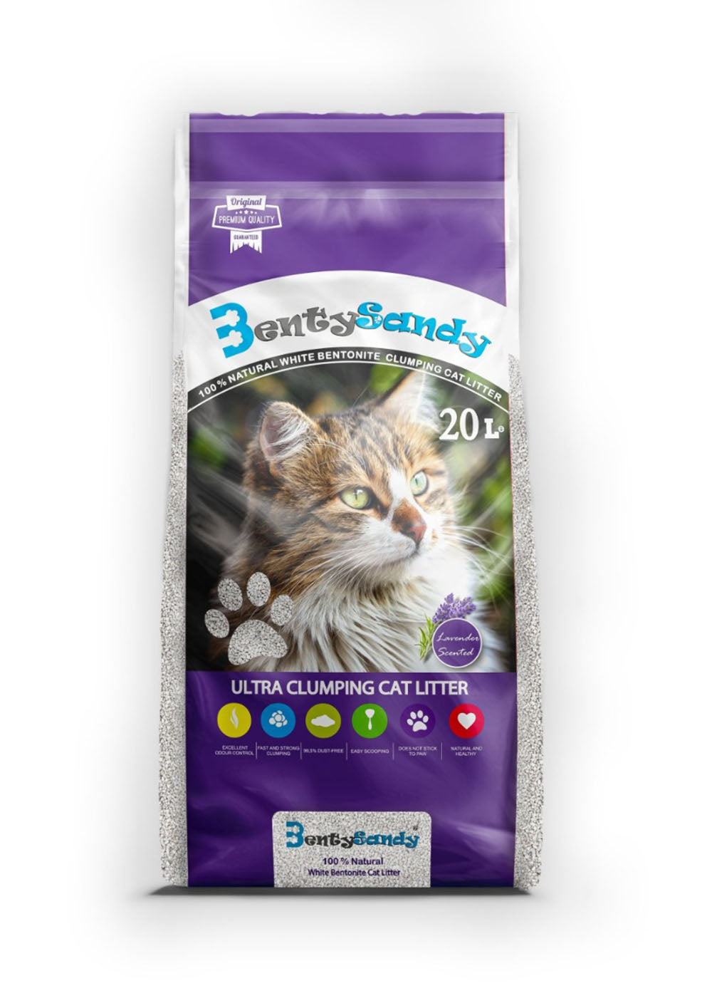 Benty Sandy Cat Litter Lavander Clumping 20L