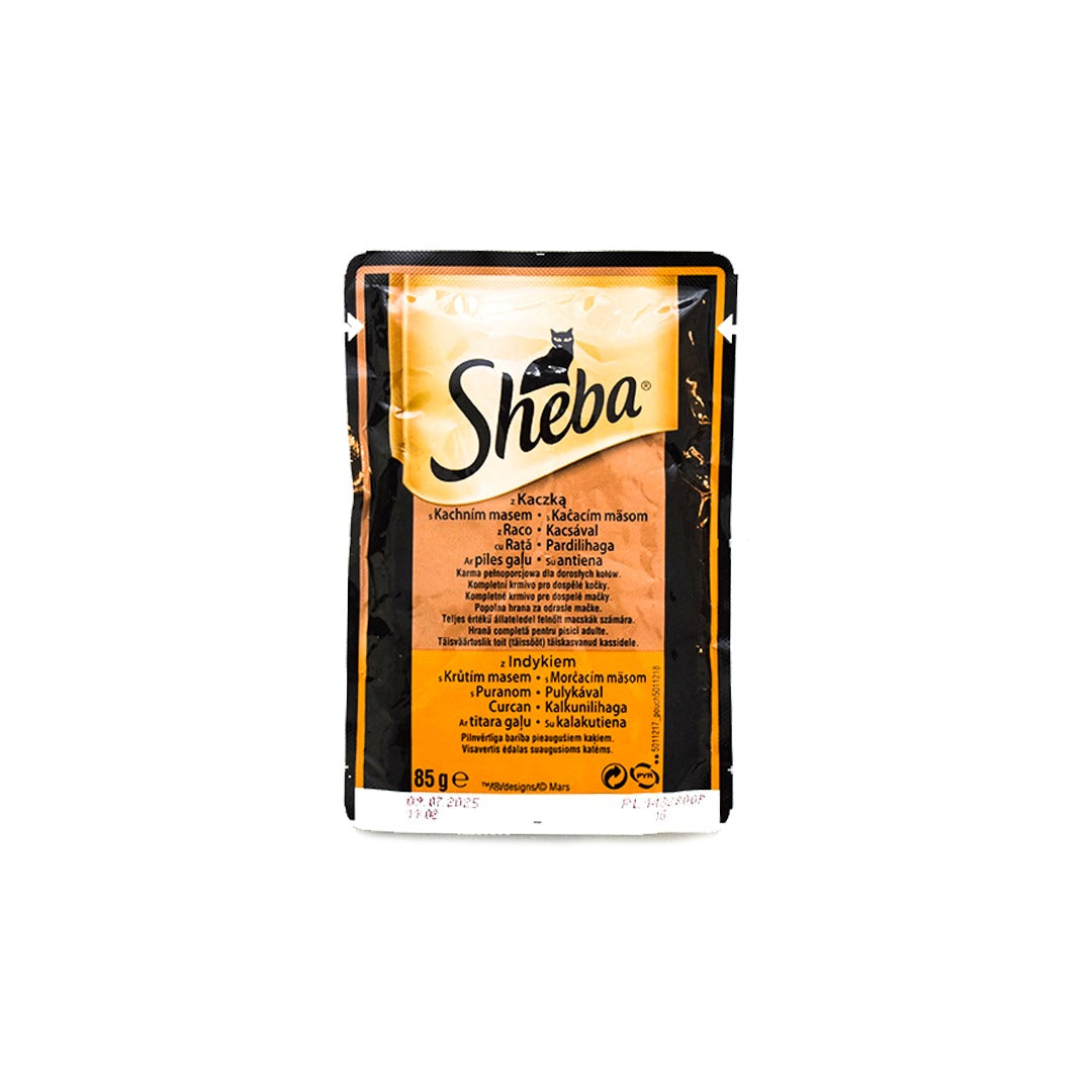 كيس طعام رطب للقطط شيبا مع بط وديك رومي 85 جرام