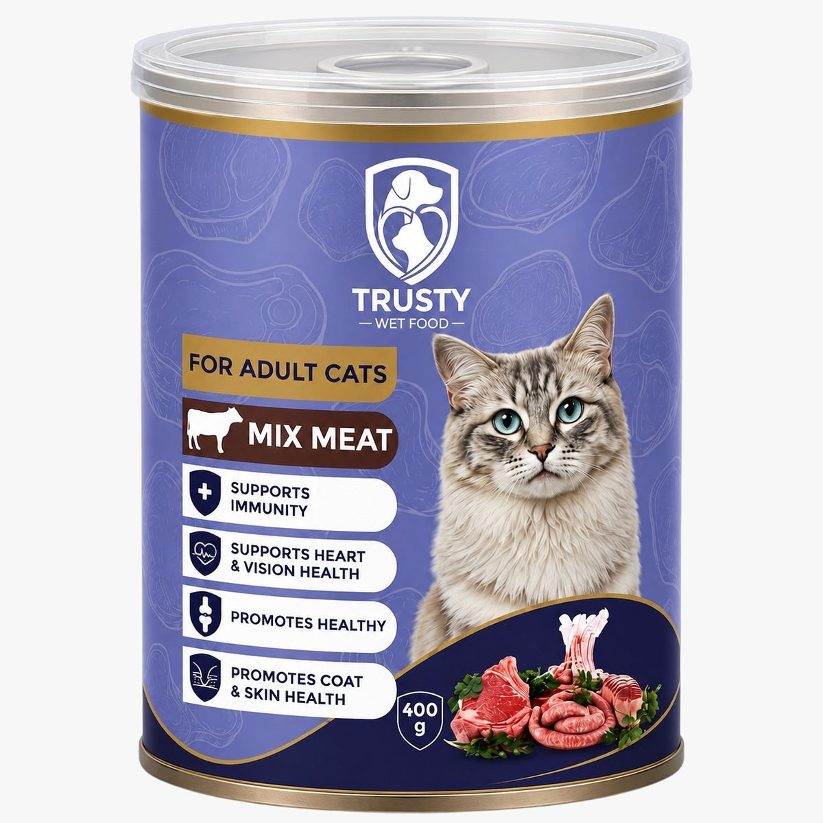 TRUSTY Cat Wet Food Adult MIX Meat in Gravy - Can 400g
