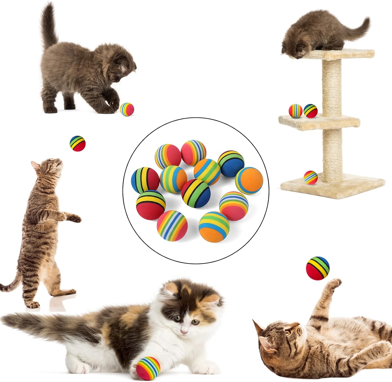 Colorful Foam Balls Cat Toy – 4 Pack