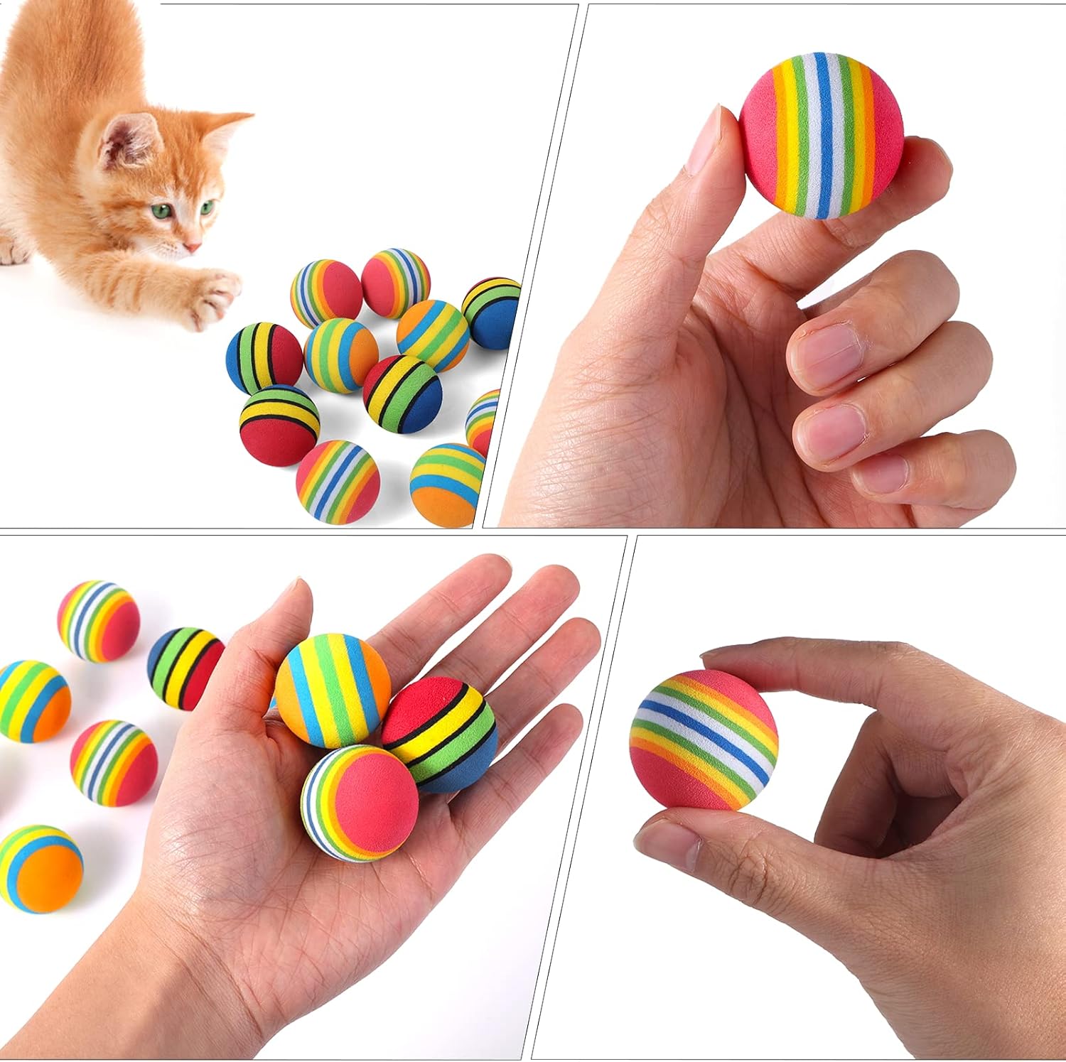 Colorful Foam Balls Cat Toy – 4 Pack