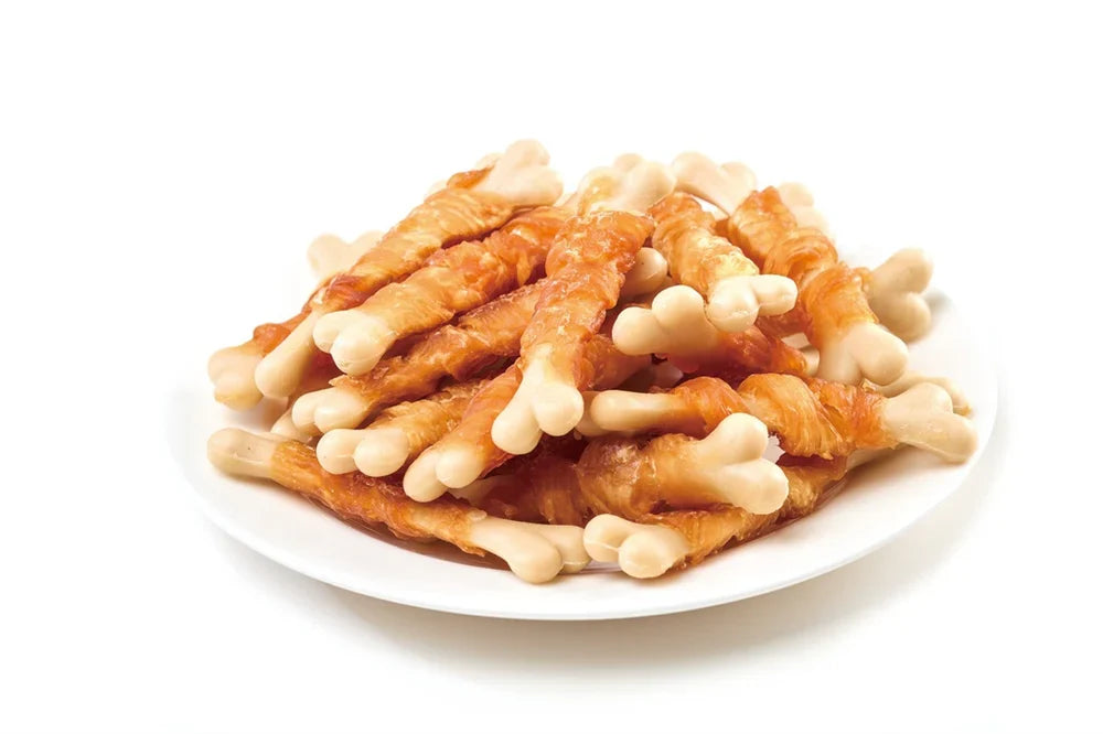 Wanpy Dog Treats Chicken Jerky Calcium Bone Twists 100 g