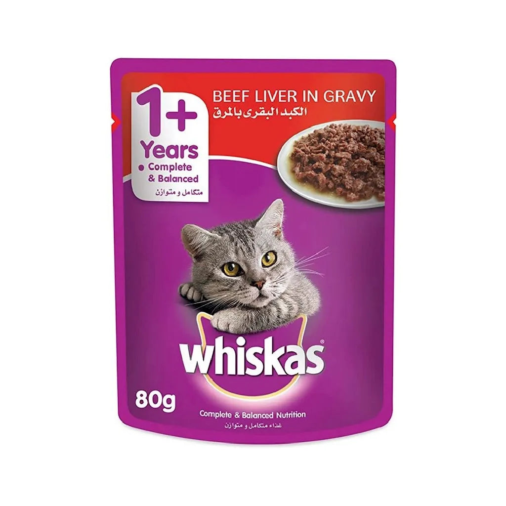 Whiskas Cat Food With Beef Liver In Gravy 80G