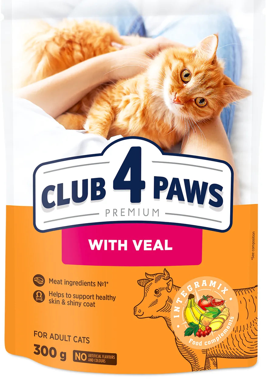 Club 4 Paws Cat Dry Food For Adult Veal 300 g