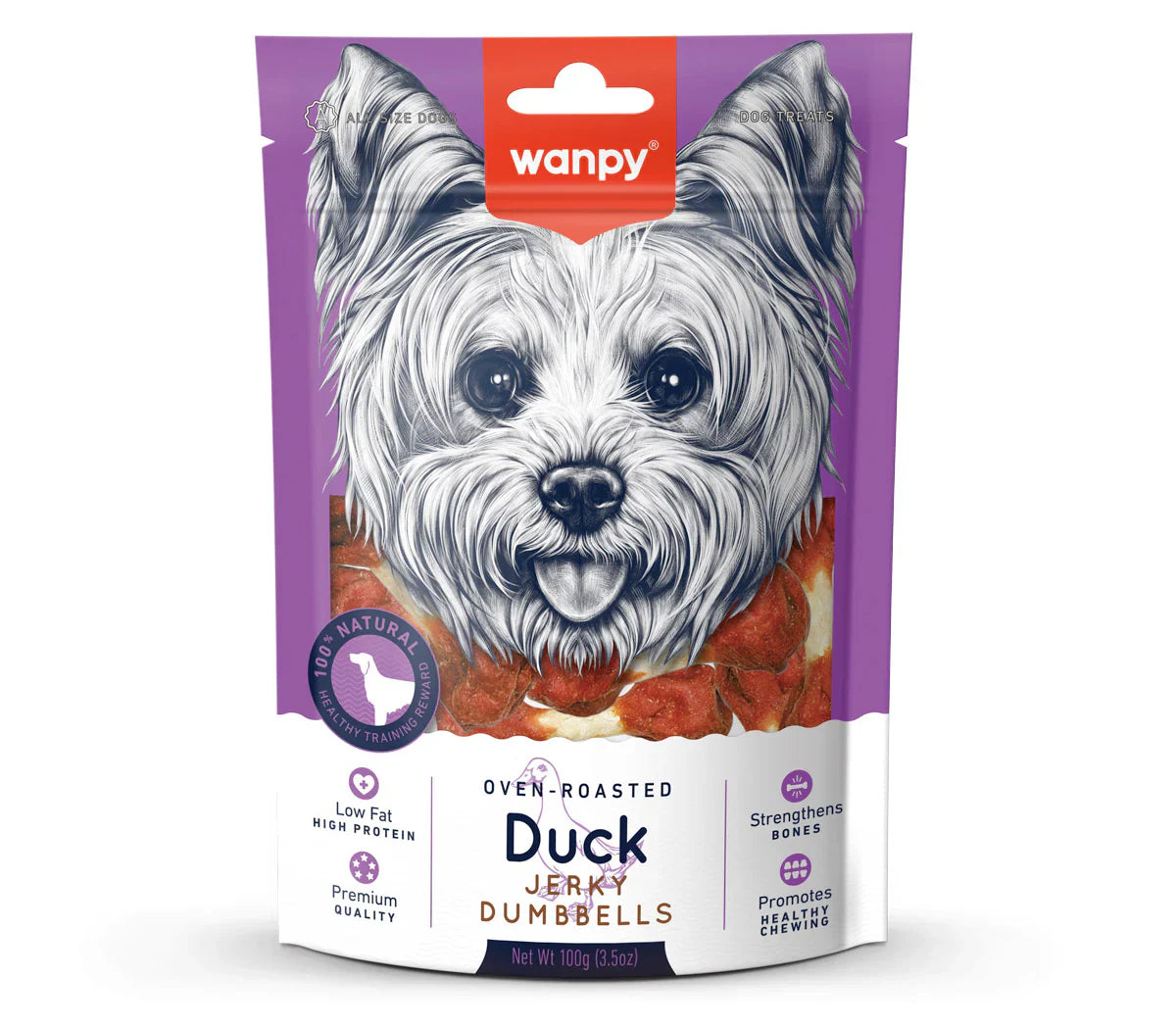 Wanpy Dog Treats Duck Jerky Dumbell 100 g