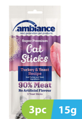 Ambiance Turkey Stick Cat Treat Stick 3x5g