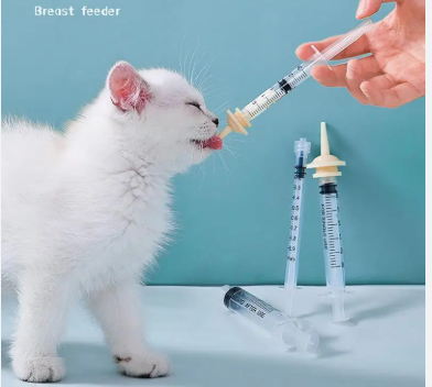 Pet Feeding Syringe with 2 Soft Nipple Tips 3 PCS