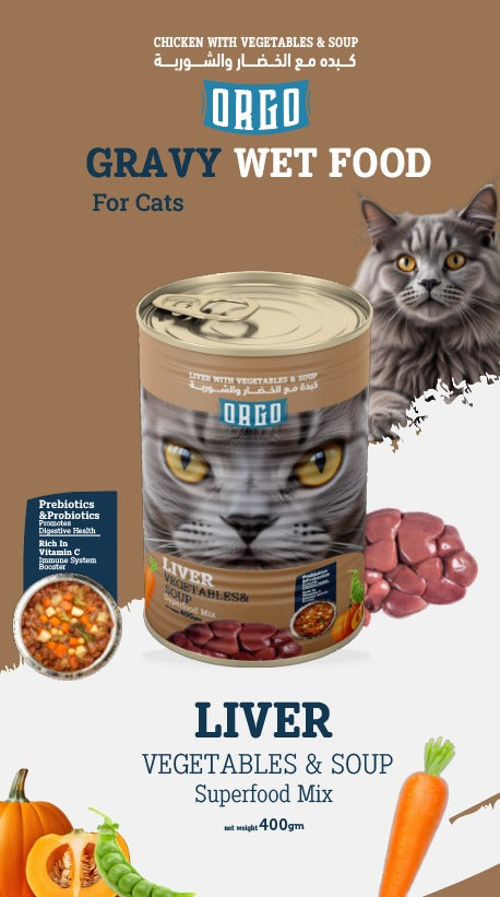 Orgo Liver Vegetables & Soup – Super Food Mix for Cats – 400g