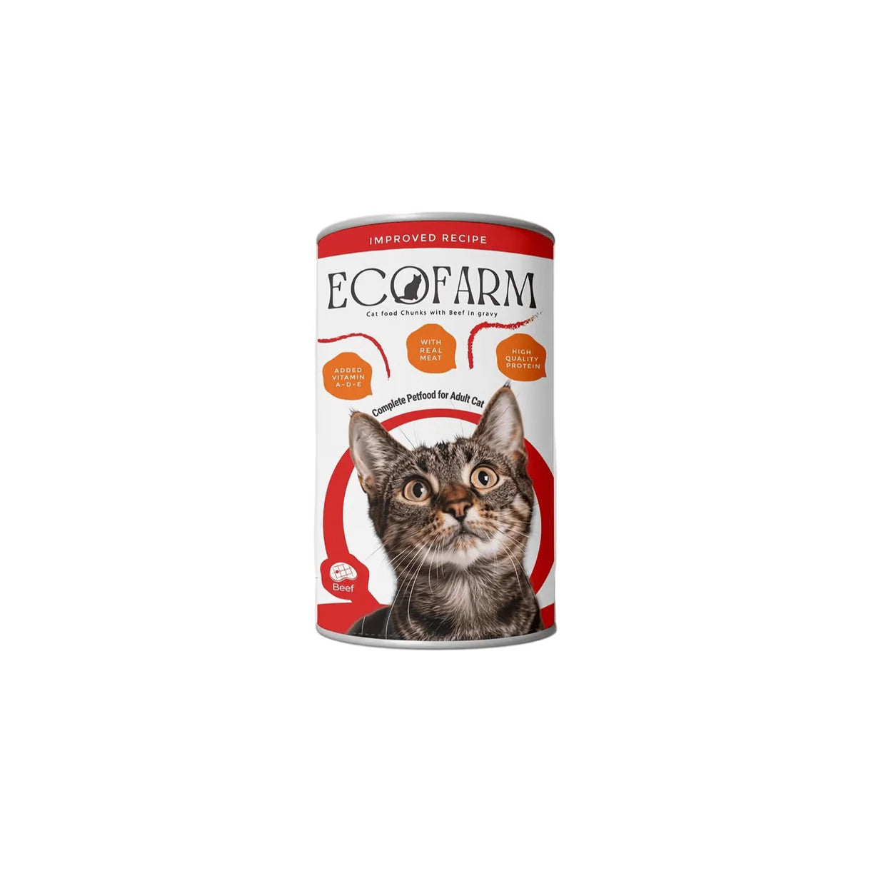 Ecofarm Cat Wet Food Adult Chunks With Beef In Gravy Can 400g