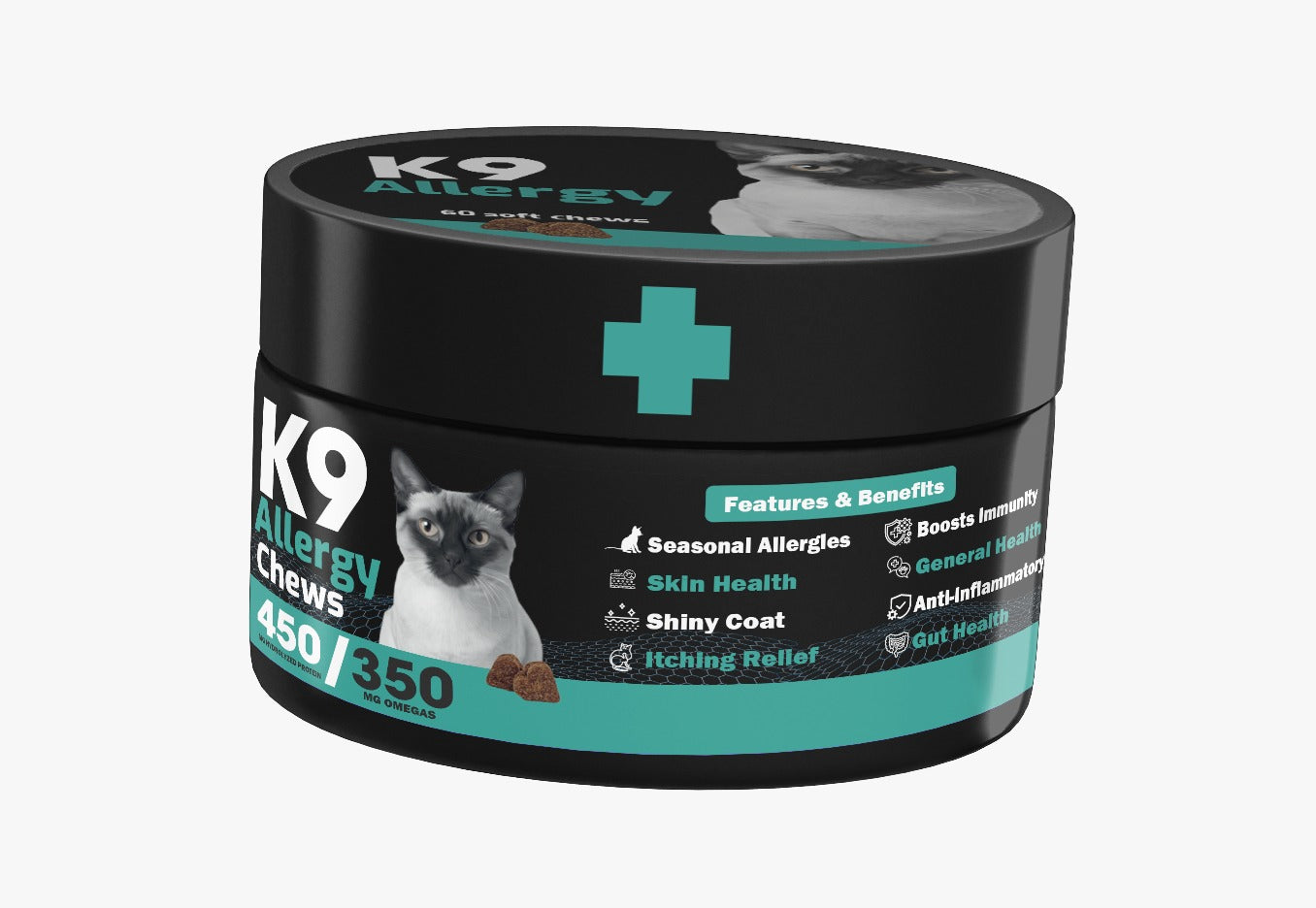 K9 - مكمل غذائي للقطط (مضغ للحساسية) 60 قطعة