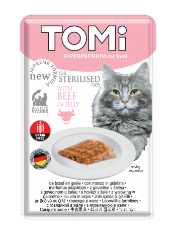 تومي للقطط المعقمة لحم بقري في الجيلي 85 جرام