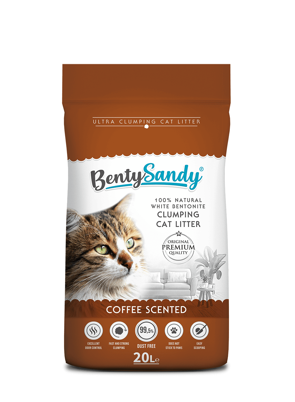 Benty Sandy Clumping Cat Litter Coffe 20 L