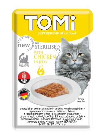 Tomi for sterilised cats chicken in jelly 85g