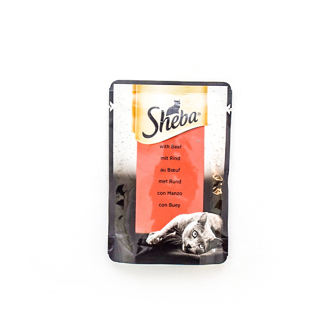 طعام رطب للقطط شيبا، لحم بقري طازج وناعم، كيس 50 جم