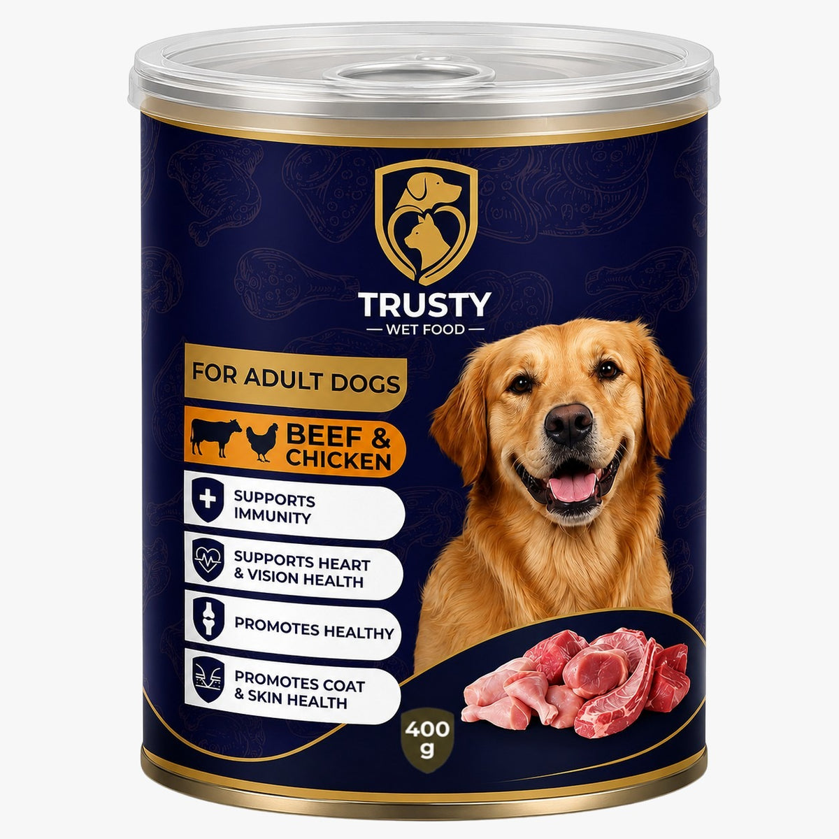 TRUSTY Dog Wet Food Adult BEEF&CHICKEN in Gravy - Can 400g