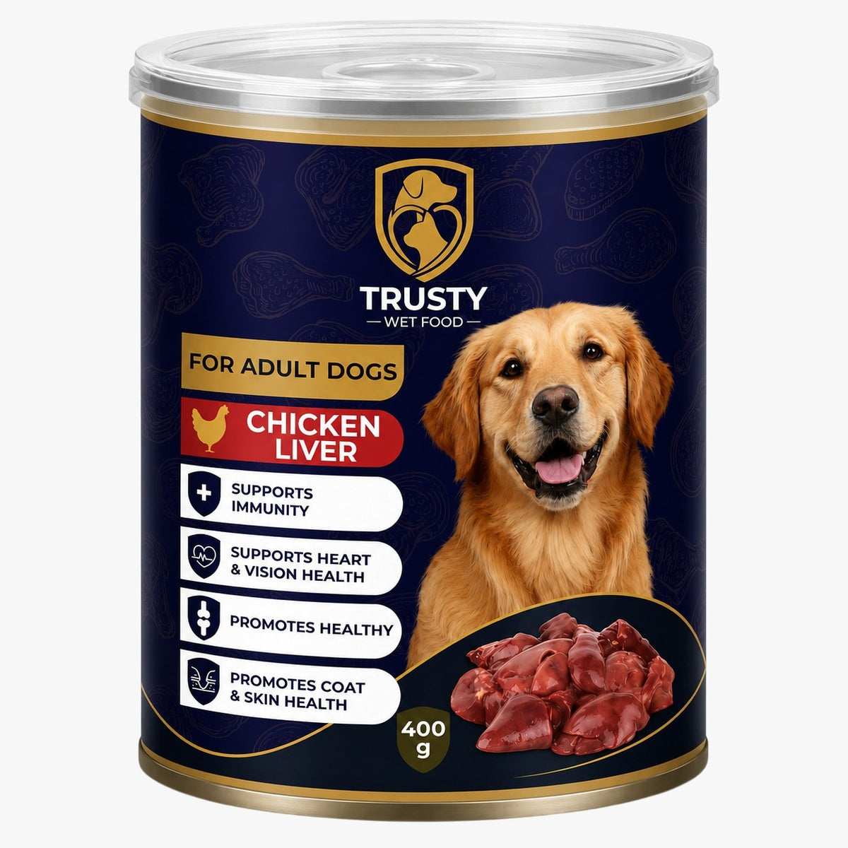 TRUSTY Dog Wet Food Adult CHICKEN LIVER in Gravy - Can 400g