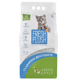 Fresh Flush Antibacterial Bentonite Clumping Cat Litter Green Apple Scent – non toxic 5 L