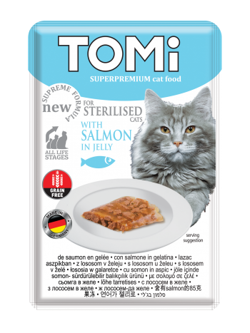 تومي للقطط المعقمة سمك السلمون في الجيلي 85 جرام
