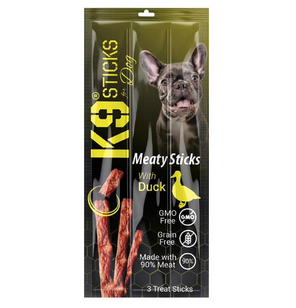 مكافآت الكلاب K9 Meaty Sticks مع البط 3 قطع