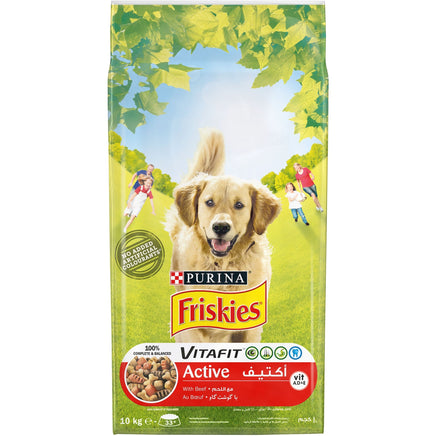 Purina FRISKIES ACTIVE Dog Food with Beef 10kg