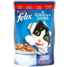 PURINA FELIX As Good as it Looks Beef in Jelly Wet Cat Food Pouch 100g