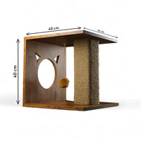 Petmoda Fun Box Wood with scratching post With catnip 40*40*40