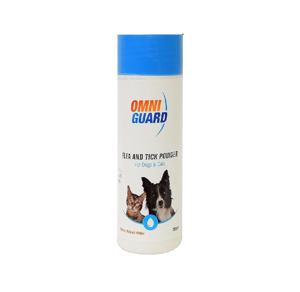 Omni Guard Dry Shampoo Flea & Tick Powder For Dogs & Cats 150 GM