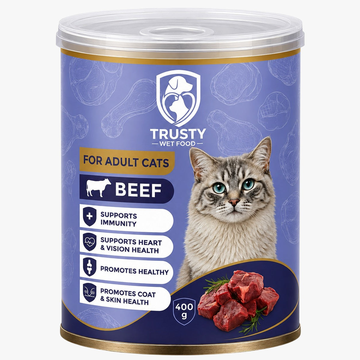 TRUSTY Cat Wet Food Adult BEEF in Gravy - Can 400g