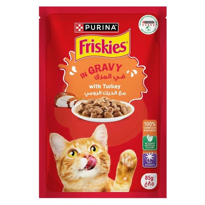 Purina Friskies Turkey Chunks in Gravy Wet Cat Food Pouch 85g
