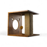 Petmoda Fun Box Wood with scratching post With catnip 40*40*40