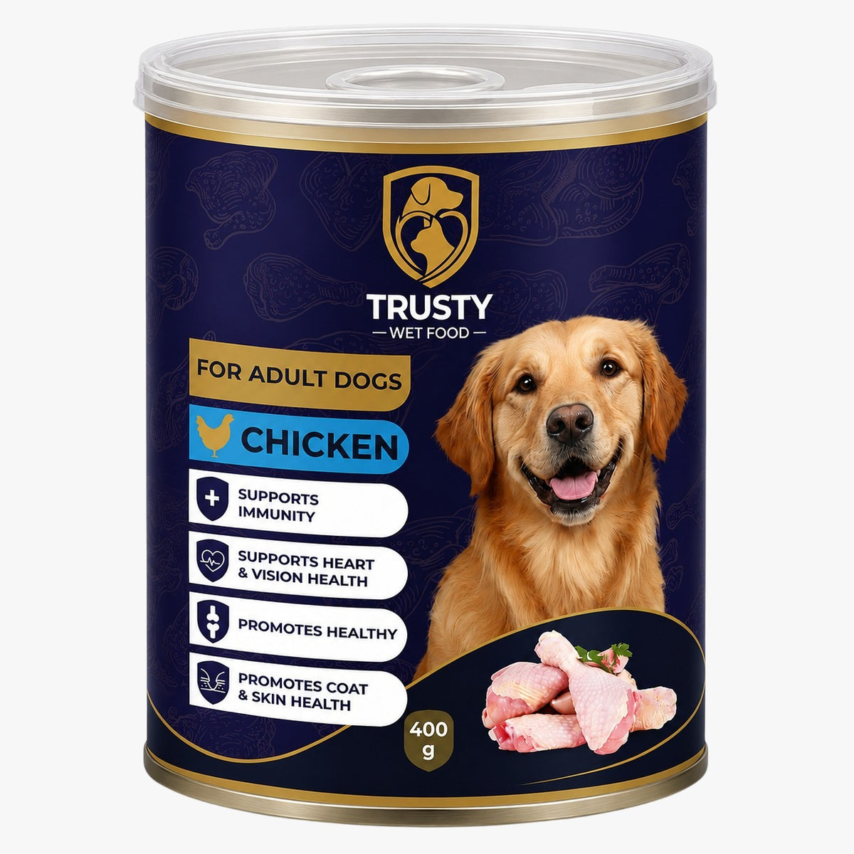 TRUSTY Dog Wet Food Adult CHICKEN in Gravy - Can 400g