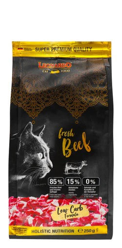 Leonardo Fresh Beef Cat Food – Low Carb Formula – 250g