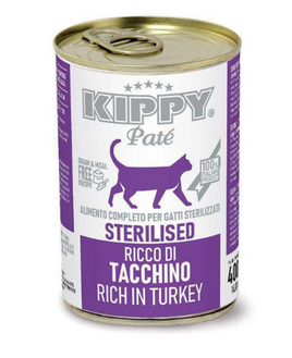 Kippy Pate Sterilised Cat Wet Food in Turkey Cans 400 g