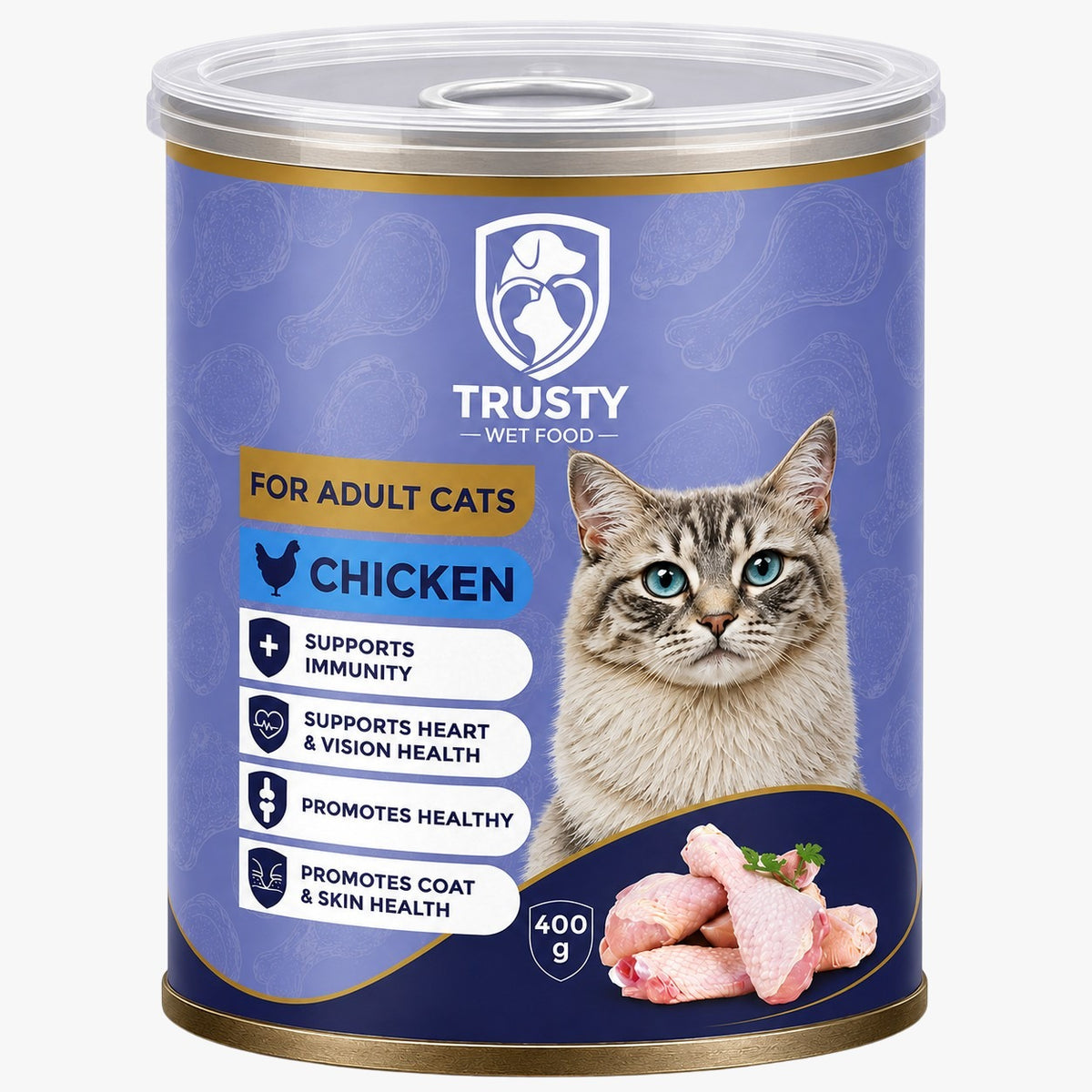 TRUSTY Cat Wet Food Adult CHICKEN in Gravy - Can 400g