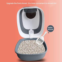 Cat Litter Box, Oversize Litter Box with Cat Litter Scoop, Flip Cover Design, Large Size 58*40*40 (Grey), More Suitable for Medium and Big Cat, Enclosed Litter Box, Anti-Splashing and Easy to Install.