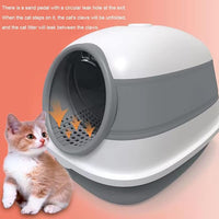 Cat Litter Box, Oversize Litter Box with Cat Litter Scoop, Flip Cover Design, Large Size 58*40*40 (Grey), More Suitable for Medium and Big Cat, Enclosed Litter Box, Anti-Splashing and Easy to Install.