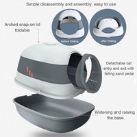 Cat Litter Box, Oversize Litter Box with Cat Litter Scoop, Flip Cover Design, Large Size 58*40*40 (Grey), More Suitable for Medium and Big Cat, Enclosed Litter Box, Anti-Splashing and Easy to Install.