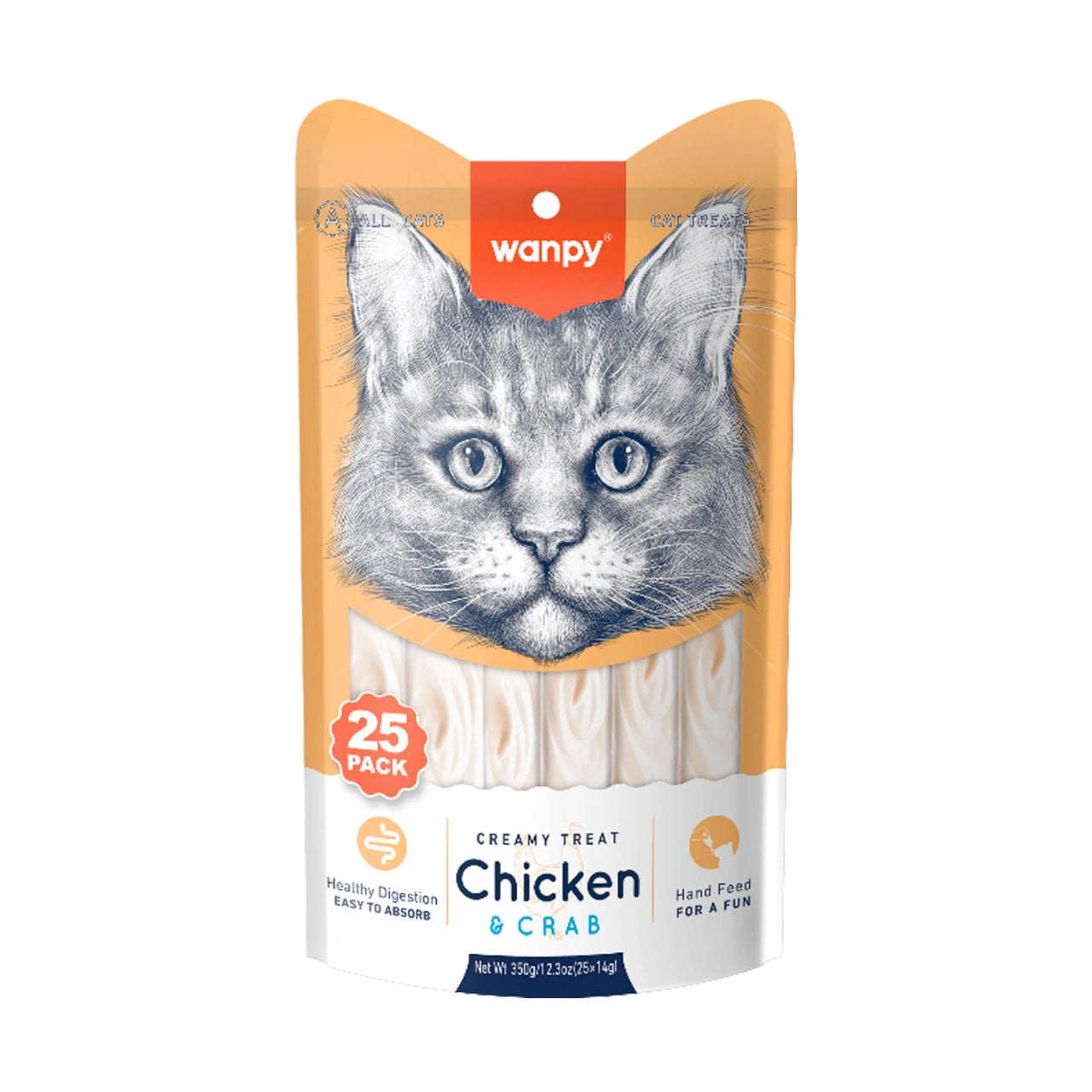 Wanpy creamy treat Chicken & Crab – 350g (25P)