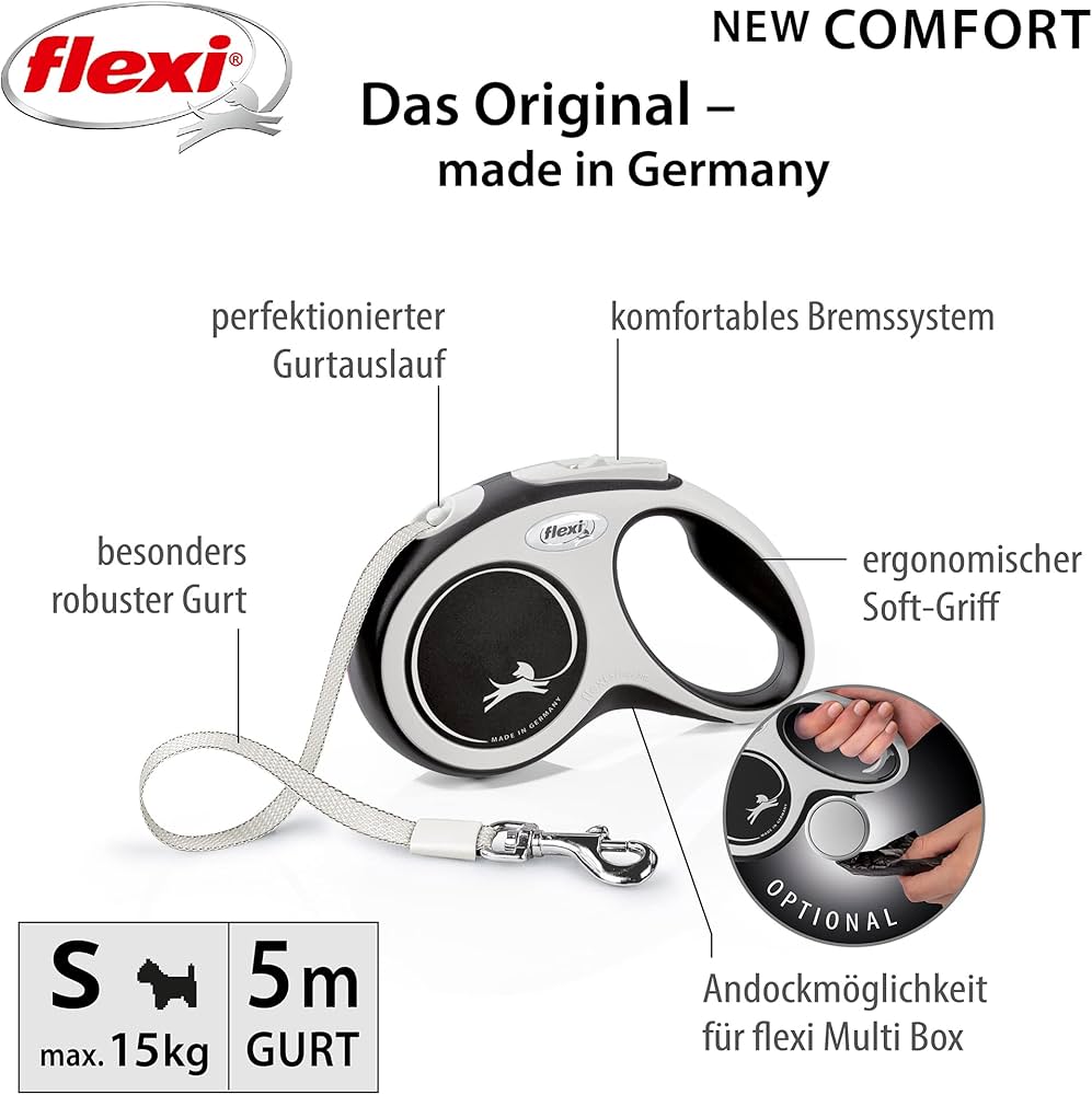 Flexi  New Comfort S Tape 5 M Black