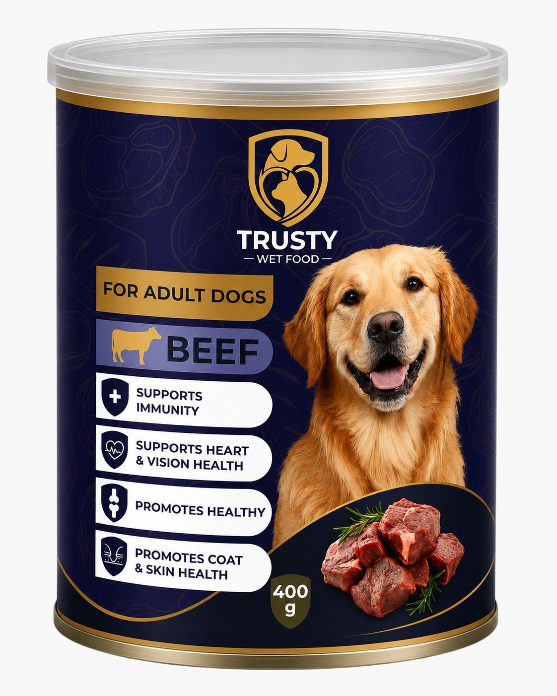 TRUSTY Dog Wet Food Adult BEEF in Gravy - Can 400g