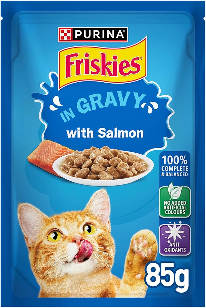 Purina Friskies Salmon Chunks in Gravy Wet Cat Food Pouch 85g