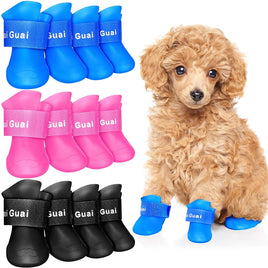 Waterproof Small Dog & Cat Boots Shoes Silicone (black ) size M