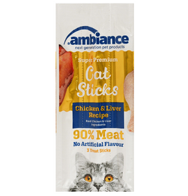 Ambiance Stick Treats with Chicken and Liver for Adult Cats 3 x 5 gr