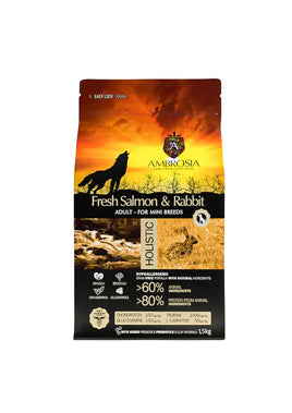Ambrosia Fresh Salmon & Rabbit Adult For Mini Breeds 1.5kg