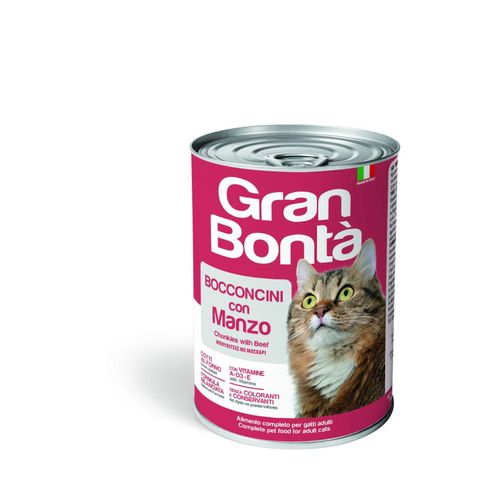Gran Bonta Cat Wet Food Adult Chunks With  Beef  - Can 400g