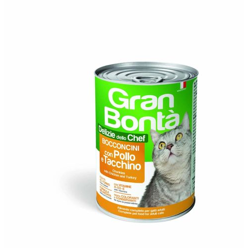 Gran Bonta Cat Wet Food Adult Chunks With  Chicken & Turkey - Can 400g